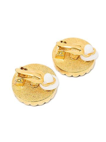 Chanel CC Enamel Button Clip On Earrings (view 2)