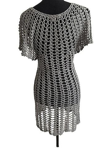 Ya Los Angeles Grey Crochet Swim Cover-Up Swimsuit Cover Up (view 2)