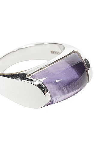 CI Sport Bvlgari Jewellery Amethyst stone silver curved ring (view 2)