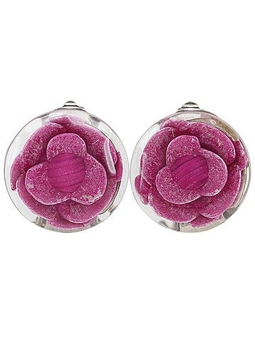Chanel Chanel Camellia Earrings, Plastic, 2000 Model, Pink, 00T, Flower Design, Approx. 7.0g, Women's. (view 1)
