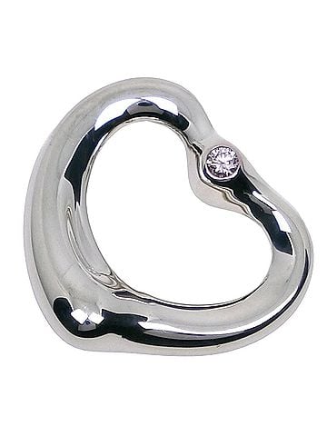 Tiffany & Co. Tiffany &amp; Co. Open Heart Pendant Top, designed by Elsa Peretti, 925 Sterling Silver with Diamonds, approx. 2.0g, Women's. (view 1)