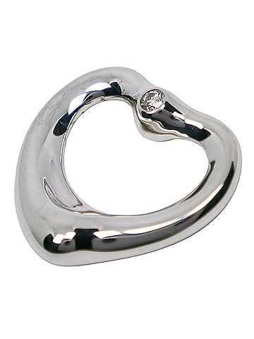 Tiffany & Co. Tiffany &amp; Co. Open Heart Pendant Top, designed by Elsa Peretti, 925 Sterling Silver with Diamonds, approx. 2.0g, Women's. (view 2)