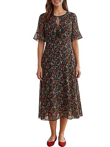 MIKAEL AGHAL Shimmer Floral Midi Dress Casual Dress (view 1)