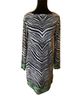 Michael Kors Zebra Print Black White Green Cocktail Dress Size S - photo 2