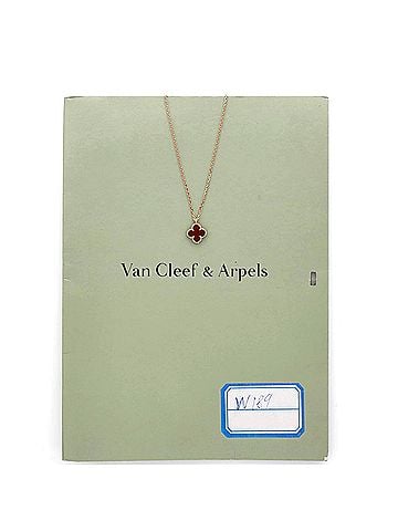 Van Cleef & Arpels Sweet Alhambra Pendant Necklace 18K Rose Gold and Carnelian (view 2)