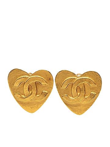 Chanel CC Gold Plated Heart Clip On Earrings (view 1)
