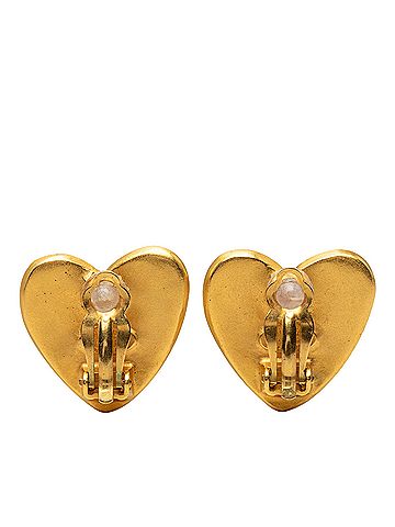 Chanel CC Gold Plated Heart Clip On Earrings (view 2)