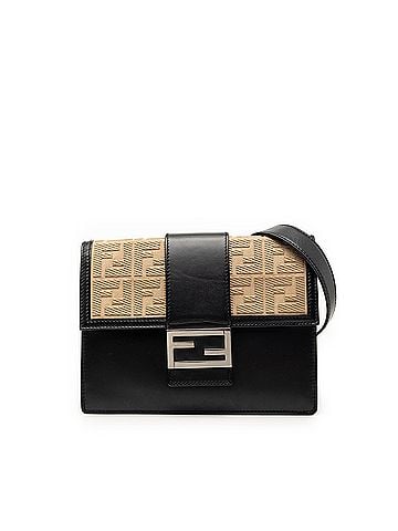 Fendi Calfskin and Canvas FF 1974 Flat Baguette Crossbody (view 1)