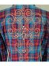 Roar 100% Cotton Plaid Multi Color Blue Red Button-Down Shirt Size M - photo 9