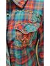 Roar 100% Cotton Plaid Multi Color Blue Red Button-Down Shirt Size M - photo 4