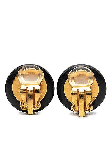 Chanel CC Resin and Gold Plated Button Clip On Earrings (view 2)