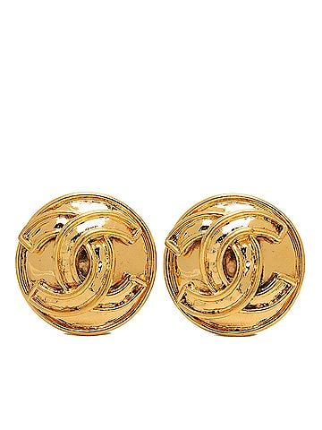 Chanel CC Gold Plated Button Clip On Earrings (view 1)