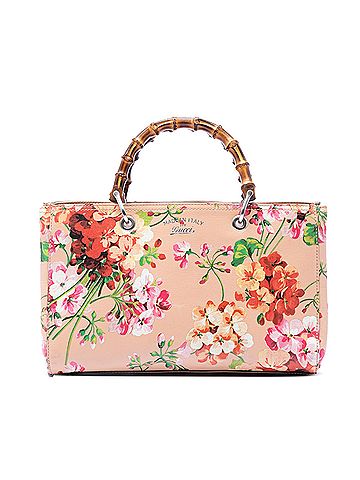Gucci Medium Calfskin Blooms Bamboo Shopper Satchel (view 1)