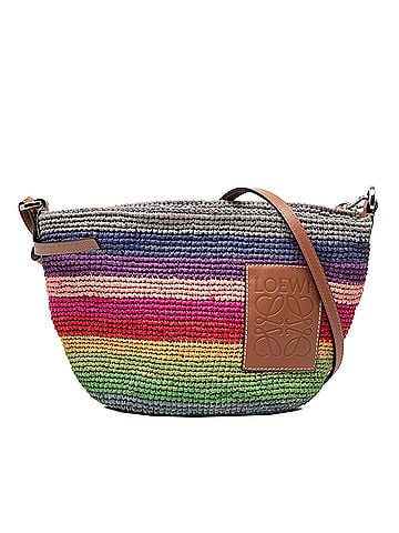 Loewe Paulas Ibiza Anagram Raffia Rainbow Pochette Crossbody (view 1)