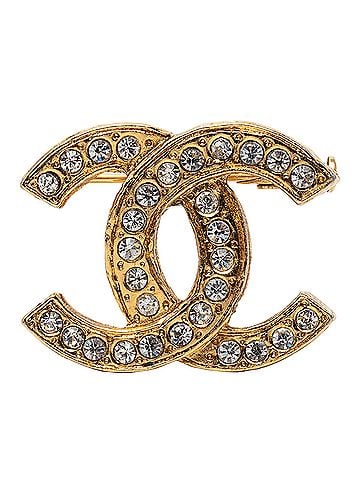 Chanel CC Gold Plated Strass Pin Brooch (view 1)