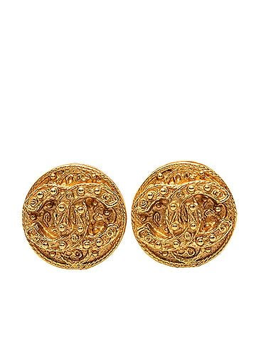 Chanel CC Gold Plated Round Clip On Earrings (view 1)