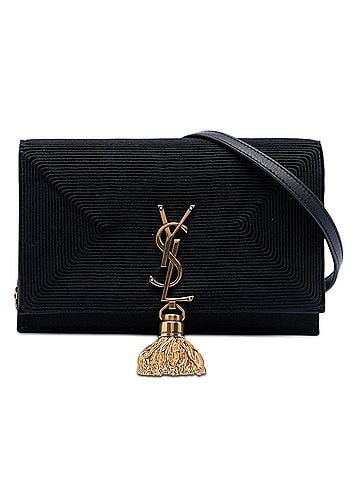 Saint Laurent Embroidered Satin Monogram Kate Tassel Wallet on Chain (view 1)