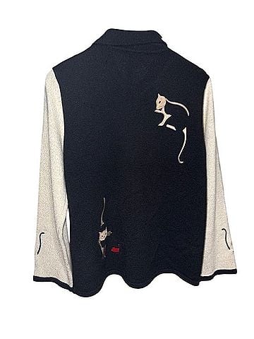 TanJay Embroidered Cat and Mouse Full-Zip Cardigan Cardigan (view 2)