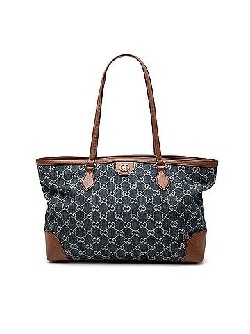 Gucci Medium GG Denim Ophidia Tote (view 1)