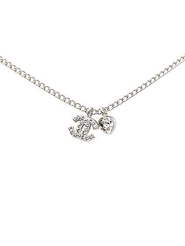Chanel CC Brass Strass Crystal Heart Pendant Necklace (view 2)