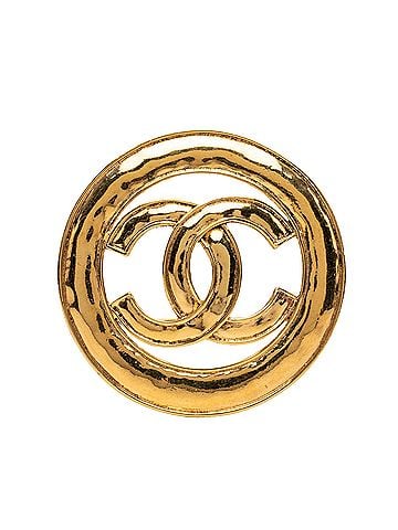 Chanel CC Gold Plated Cut Out Round Brooch (view 1)