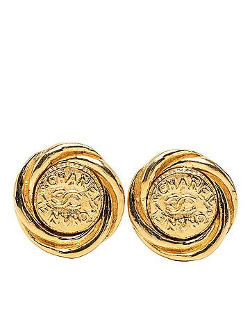 Chanel CC Gold Plated Round Clip On Earrings (view 1)