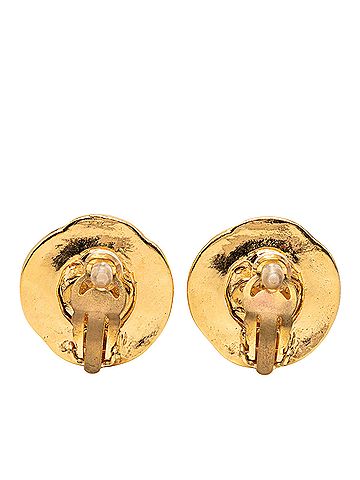 Chanel CC Gold Plated Round Clip On Earrings (view 2)
