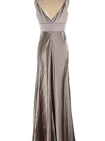 jenny BY JENNY YOO Satin V-Neck Maxi Dress Cocktail Dress (view 2)