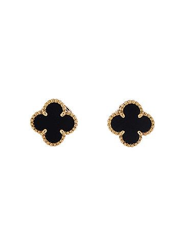 Van Cleef & Arpels Sweet Alhambra Stud Earrings 18K Yellow Gold and Onyx (view 1)
