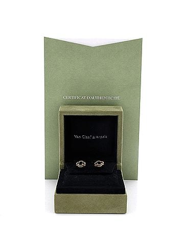 Van Cleef & Arpels Sweet Alhambra Stud Earrings 18K Yellow Gold and Onyx (view 2)
