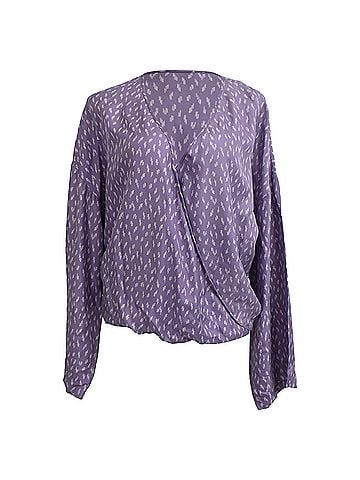Diane von Furstenberg Diane von Furstenberg Printed Wrap Blouse in Purple Silk (view 1)