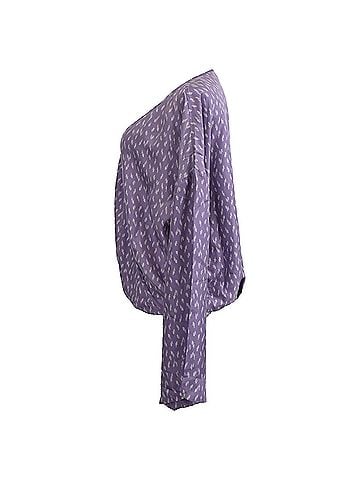 Diane von Furstenberg Diane von Furstenberg Printed Wrap Blouse in Purple Silk (view 2)