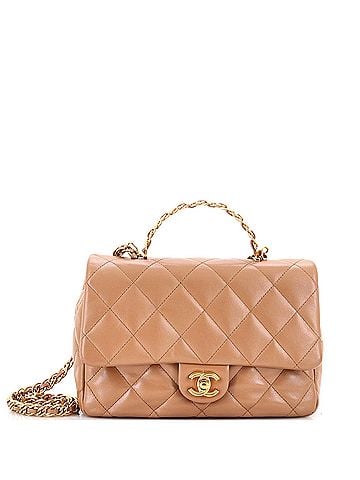 Chanel Golden Links Top Handle Flap Bag Quilted Shiny Lambskin Medium (view 1)