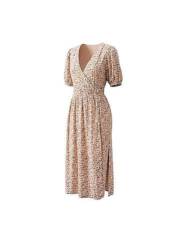 Mirth Handmade Collection Floral Wrap Midi Dress Casual Dress (view 1)