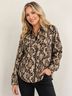 Michael Kors 100% Polyester Snake Print Brown Black White Button-Down Shirt Size M - photo 8