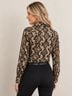 Michael Kors 100% Polyester Snake Print Brown Black White Button-Down Shirt Size M - photo 5