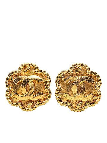 Chanel CC Gold Plated Flower Clip On Earrings (view 1)