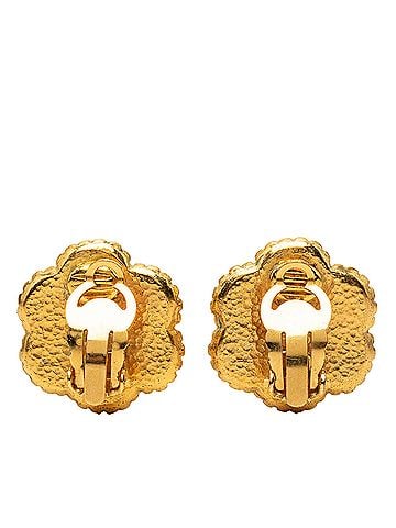 Chanel CC Gold Plated Flower Clip On Earrings (view 2)