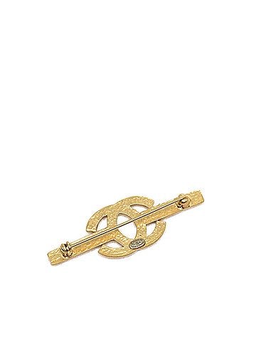 Chanel CC Gold Plated Strass Bar Brooch (view 2)
