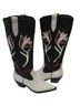 Matisse 100% Leather Floral Black White Red Boots Size 8 - photo 1