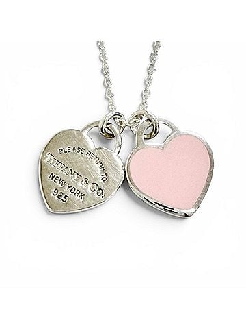 Tiffany & Co. TIFFANY&amp;Co. Tiffany &amp; Co. Return to Pink Double Heart Tag Pendant 925 Silver Necklace, Weight 2.62g, Women's, with Dust Bag (view 1)