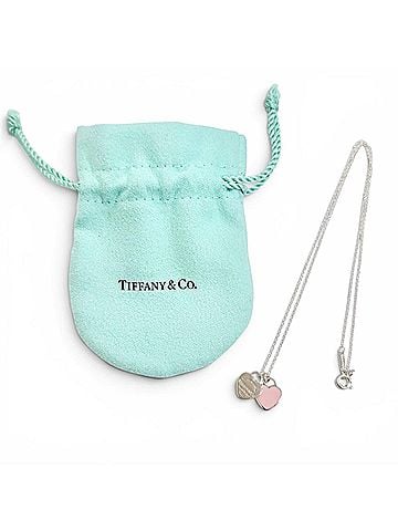 Tiffany & Co. TIFFANY&amp;Co. Tiffany &amp; Co. Return to Pink Double Heart Tag Pendant 925 Silver Necklace, Weight 2.62g, Women's, with Dust Bag (view 2)