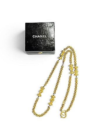 Chanel CHANEL Vintage GP Coco Mark Design Attached Long Chain Necklace Gold Women's (view 2)