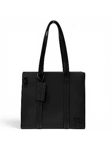 Louis Vuitton LOUIS VUITTON M57308 LV Aerogram Takeoff Leather Tote Bag, Black, Made in Spain, Men's, Comes with Box and Dust Fits A4 Size (view 1)