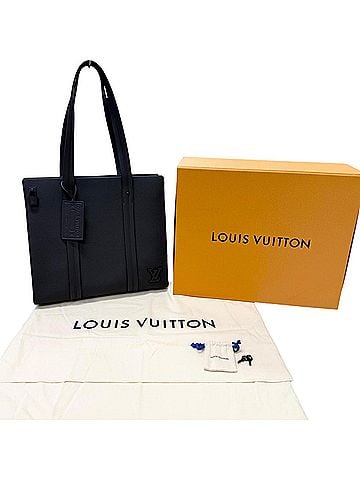 Louis Vuitton LOUIS VUITTON M57308 LV Aerogram Takeoff Leather Tote Bag, Black, Made in Spain, Men's, Comes with Box and Dust Fits A4 Size (view 2)