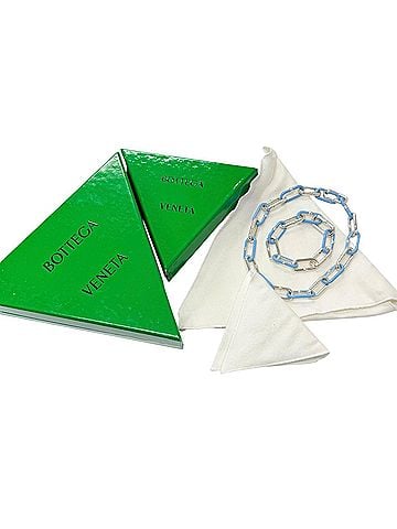 Bottega Veneta BOTTEGA VENETA AG925 Chain Bracelet and Necklace Set (2 pieces) - Silver Light Blue Made in Italy Weight: 200g Men's Comes with dust bag (view 2)