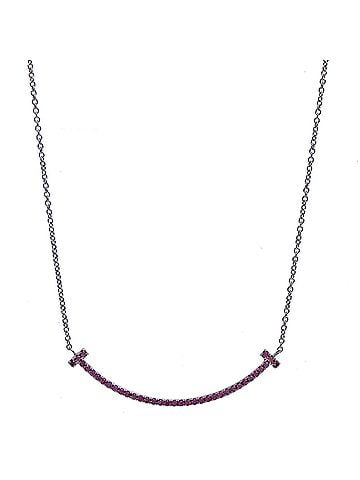 Tiffany & Co. Tiffany &amp; Co. T Smile Small Pendant Pink Sapphire Women's Necklace 60698082 750 White Gold (view 1)