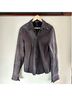 Blur 100% Leather Solid Gray Black Leather Jacket Size 8 - photo 16