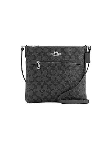 Coach Rowan Large File Bag in Signature Graphite/Black with Silver Hardware Crossbody Bag (view 1)