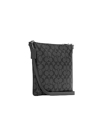 Coach Rowan Large File Bag in Signature Graphite/Black with Silver Hardware Crossbody Bag (view 2)